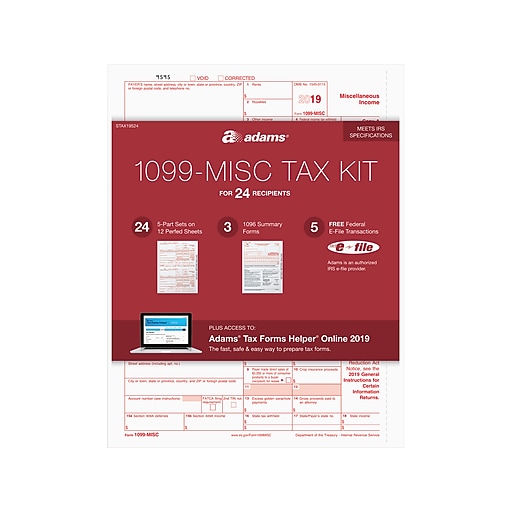 Shop Staples for Adams 2019 1099-MISC Tax Kit and 1096, Laser Tax Forms, 24/Pack