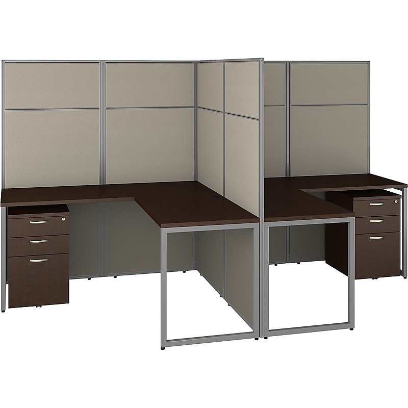 Bush Business Furniture Easy Office 66"H x 119"W 2 Person T-Shaped Cubicle Panel Workstation, Mocha Cherry (EODH56SMR-03K) image 1