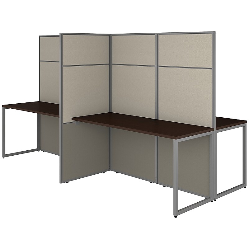 Bush Business Furniture Easy Office 66"H x 119"W 4 Person Back to Back Cubicle Workstation, Mocha Cherry (EODH660MR-03K) image 1