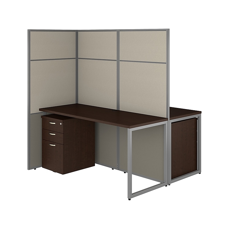 Bush Business Furniture Easy Office 66"H x 60"W 2 Person Back to Back Cubicle Panel Workstation, Mocha Cherry (EODH46SMR-03K) image 1