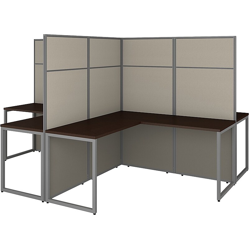 Bush Business Furniture Easy Office 66"H x 119"W 4 Person T-Shaped Cubicle Workstation, Mocha Cherry (EODH760MR-03K) image 1