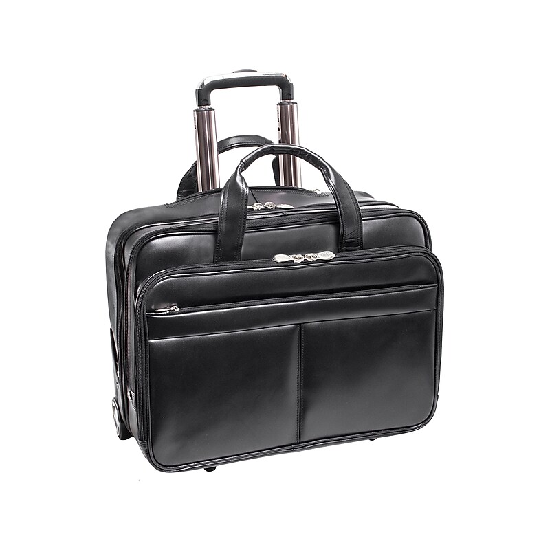 McKlein L Series BOWERY Leather Briefcase, Laptop Compatible, Rolling, Black (87855MCK) image 1