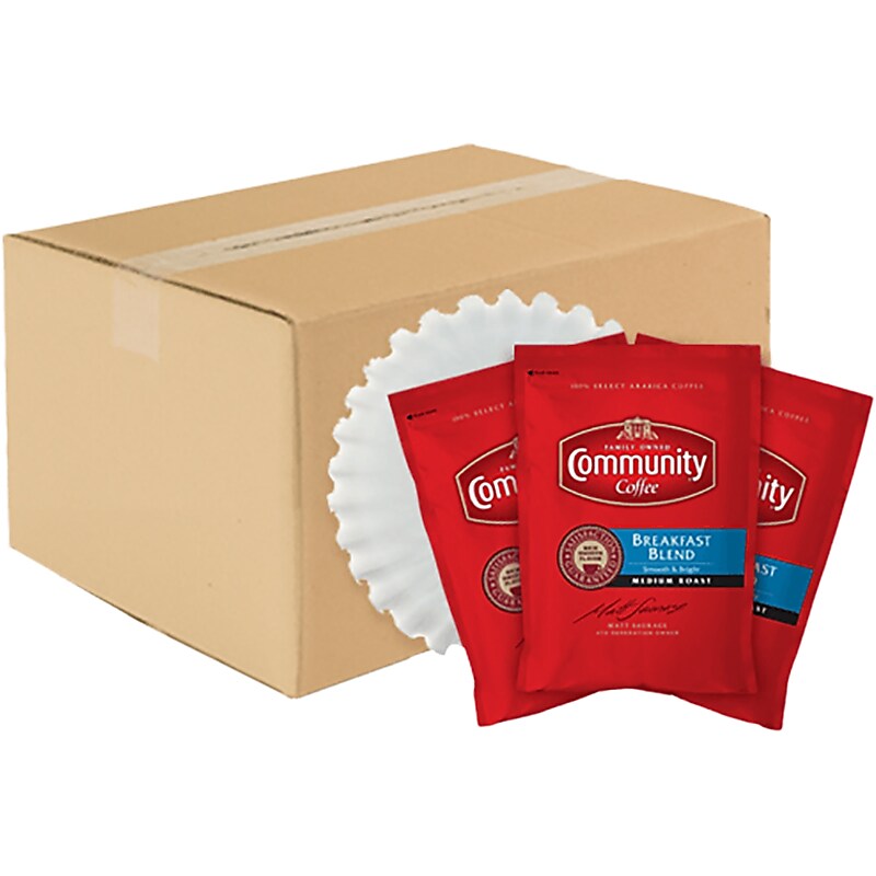 Community Coffee Breakfast Blend Ground Coffee, Medium Roast, 40/Carton (15505) image 1