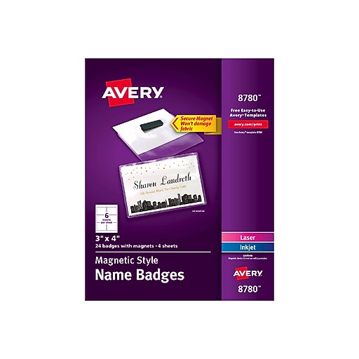 Avery ID Badge Holder, Clear, 24/Pack (8780) Staples