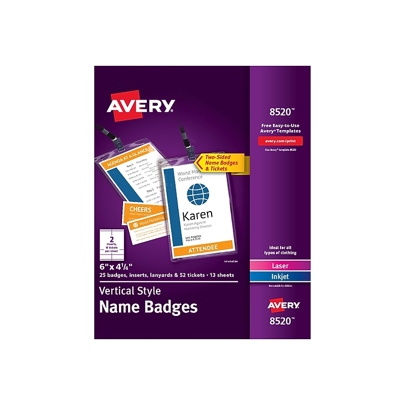 Avery ID Badge Holder with Lanyard, Clear, 25/Pack (8520) image 1