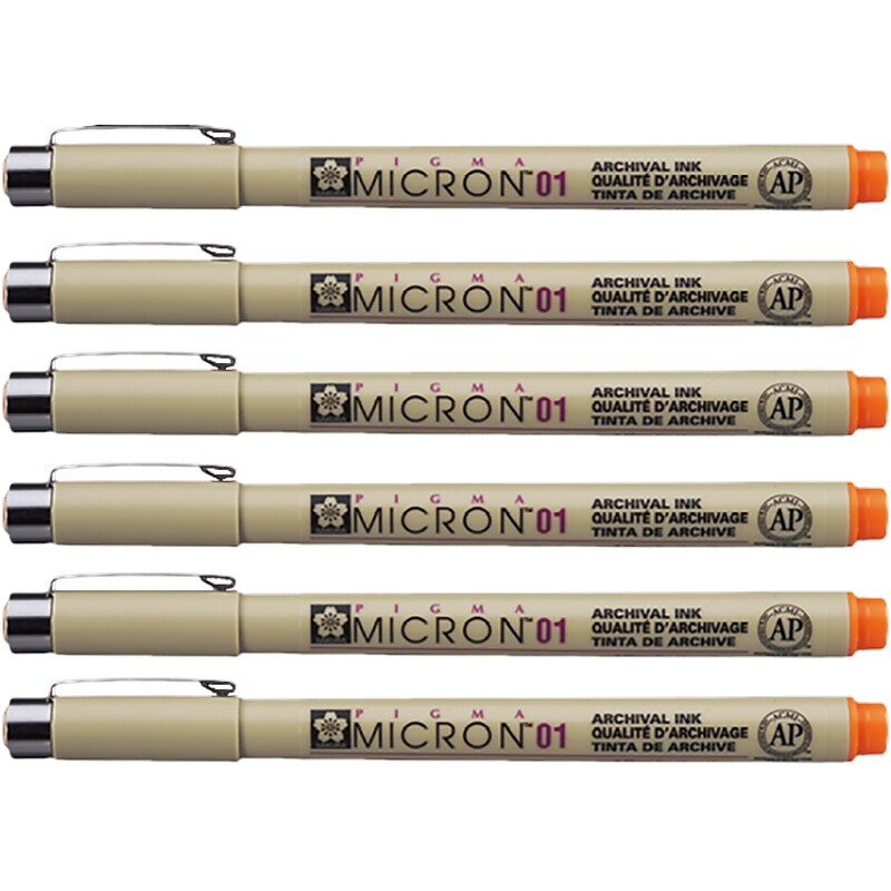 Pigma Micron 01 Drawing Pens, Assorted Colors, 6/Pack (30063) image 1