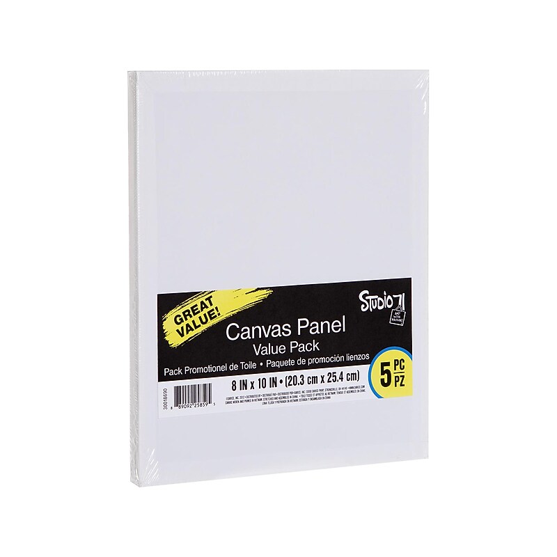 STUDIO 71 Primed White Canvas Panel, 10" x 8", 5/Pack (30018690) image 1