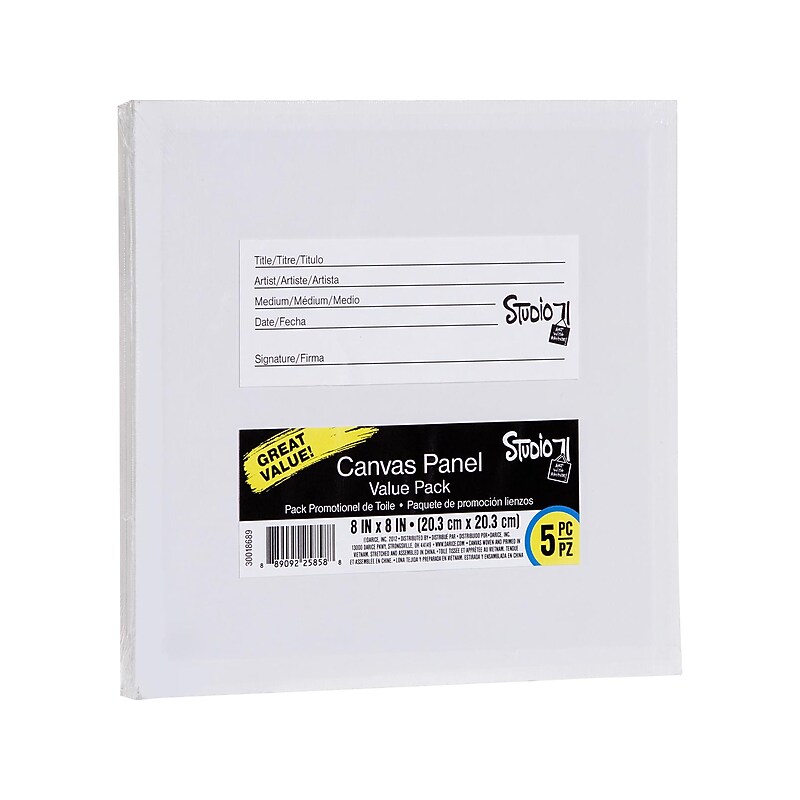 STUDIO 71 Primed White Canvas Panel, 8" x 8", 5/Pack (30018689) image 1