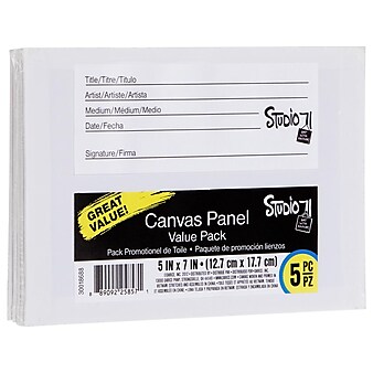 STUDIO 71 Canvas Panels, 5"H x 7"W, White, 5/Pack (30018688)