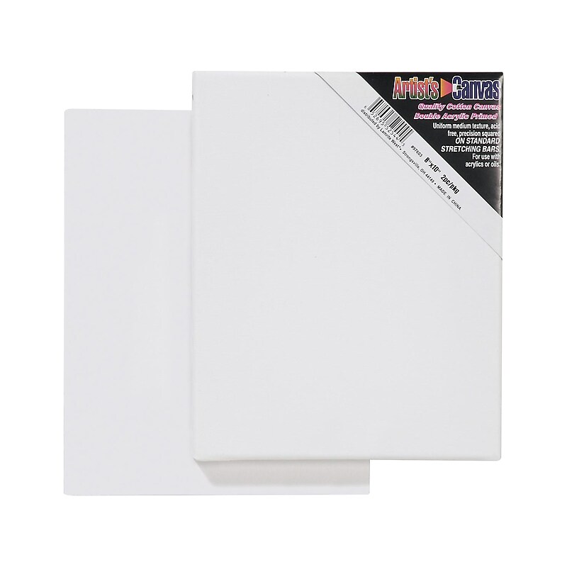 Darice Primed White Acrylic Stretched Canvas, 10" x 8", 2/Pack (97603) image 1