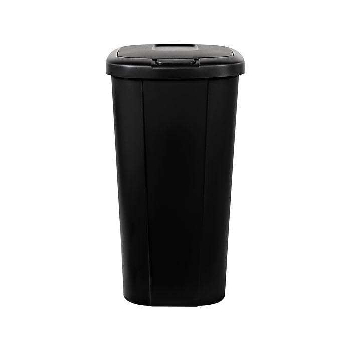 Hefty Polypropylene Trash Can with Lid, Black, 13.3 Gal. (2166-075