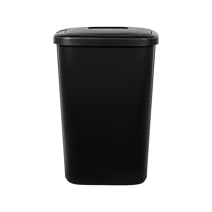 Hefty Polypropylene Trash Can with Lid, Black, 13.3 Gal. (2166-075