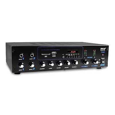 PYLE PT506BT - Audio Powered Amplifier & Bluetooth Receiver Stereo System, FM Radio, Microphone Inputs, MP3/USB/SD/AUX Playback, 600 Watt