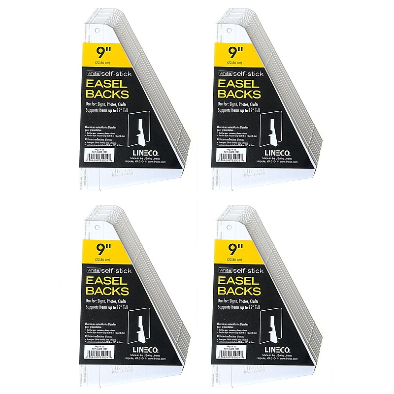 Lineco Single Wing Self-Stick Easel Backs, Size 9", White, 100 Per Pack (PK4-L328-1231) image 1