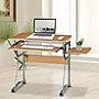 Techni Mobili 43"W Compact Computer Desk with Side Shelf and Keyboard Panel, Cherry (RTA-8336-C09)~#|#~sp60783016_sc7
