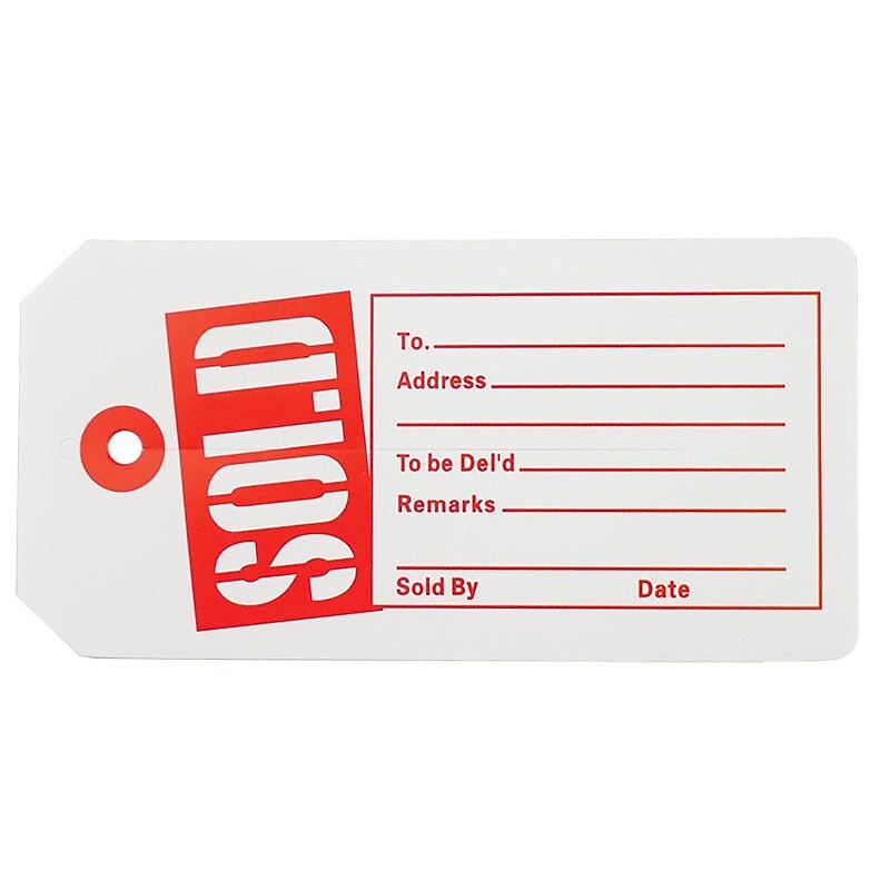 Nahanco 2 5/8" Sold Tag, Red/White, 1000/Pack (SOLD) image 1