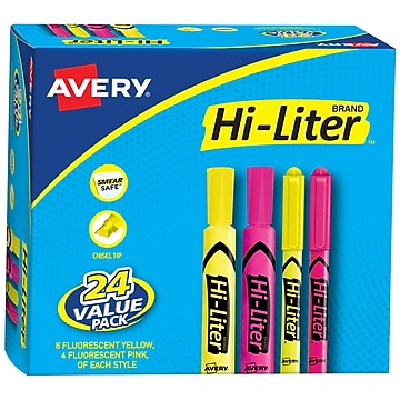 Avery Hi-Liter Fluorescent Pen Style Highlighters 