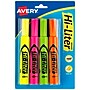 Avery Hi-Liter Tank Highlighters, Chisel, Assorted, 4/Pack (24063)~#|#~sp60783429_sc7