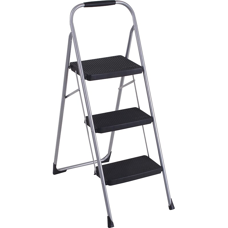 Cosco 3-Step Big Step Folding Stool, 200 lb Capacity, Light Gray(11408PBL1E) image 1