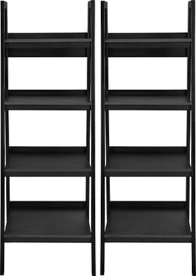 Ameriwood Home Lawrence 60″H 4-Shelf Ladder Bookcase Bundle, Black (9482096) Sansujyuku sansujyuku.com