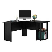 Ameriwood Home Dakota 51"W L-Shaped Desk with Bookshelves, Black Oak (9354026PCOM)