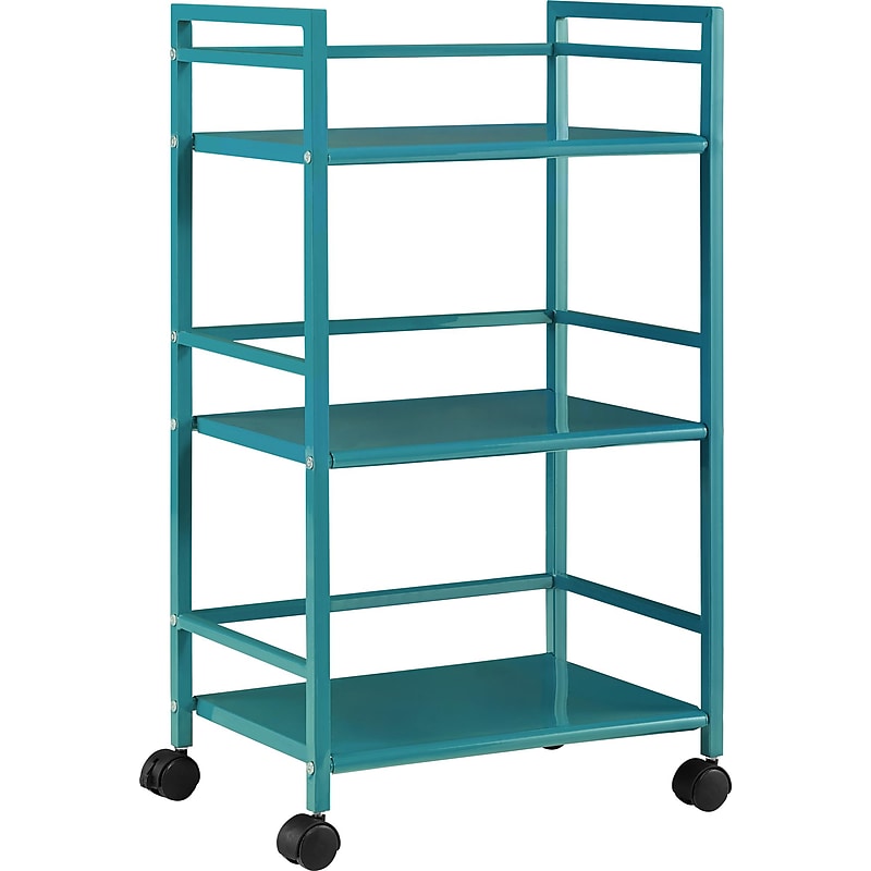 Altra Marshall 3-Shelf Metal Mobile Serving Cart with Lockable Wheels, Teal (7741396PCOM) image 1