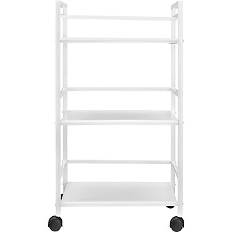 Ameriwood Marshall 3-Shelf Metal Mobile Utility Cart with Lockable Wheels, White (7741096PCOM)