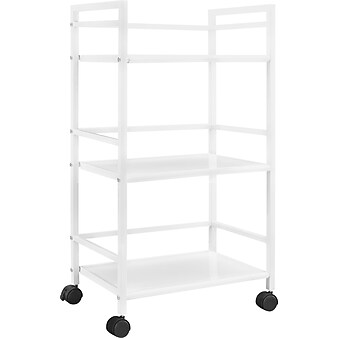 Ameriwood Marshall 3-Shelf Metal Mobile Utility Cart with Lockable Wheels, White (7741096PCOM)