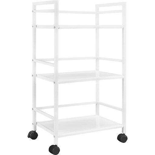 Altra Marshall 3 Shelf Metal Rolling Utility Cart, White at Staples