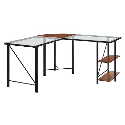 Shop Staples For Altra Cruz Glass Top L Desk Cherry Black