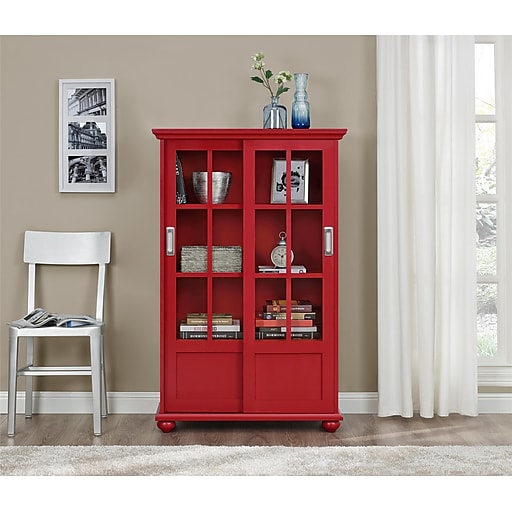 Shop Staples For Altra Aaron Lane Bookcase With Sliding Glass
