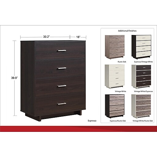 Shop Staples For Ameriwood Home Colebrook 4 Drawer Dresser