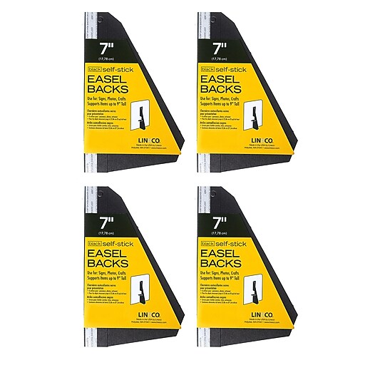 Lineco Single Wing SelfStick Easel Backs, Size 7", Black, 100 Per Pack