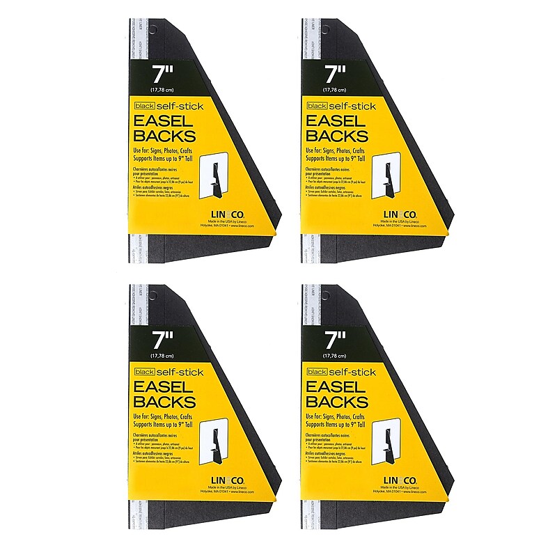 Lineco Single Wing Self-Stick Easel Backs, Size 7", Black, 100 Per Pack (PK4-328-3330) image 1