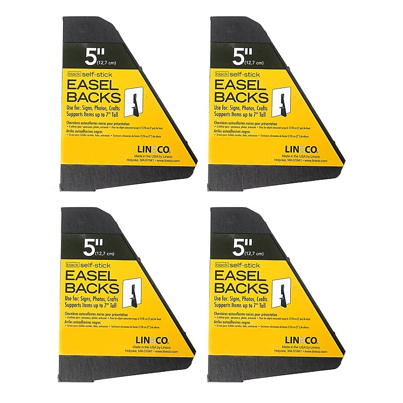Lineco Single Wing Self-Stick Easel Backs, Size 5", Black, Pack of 100 (PK4-328-3334) image 1