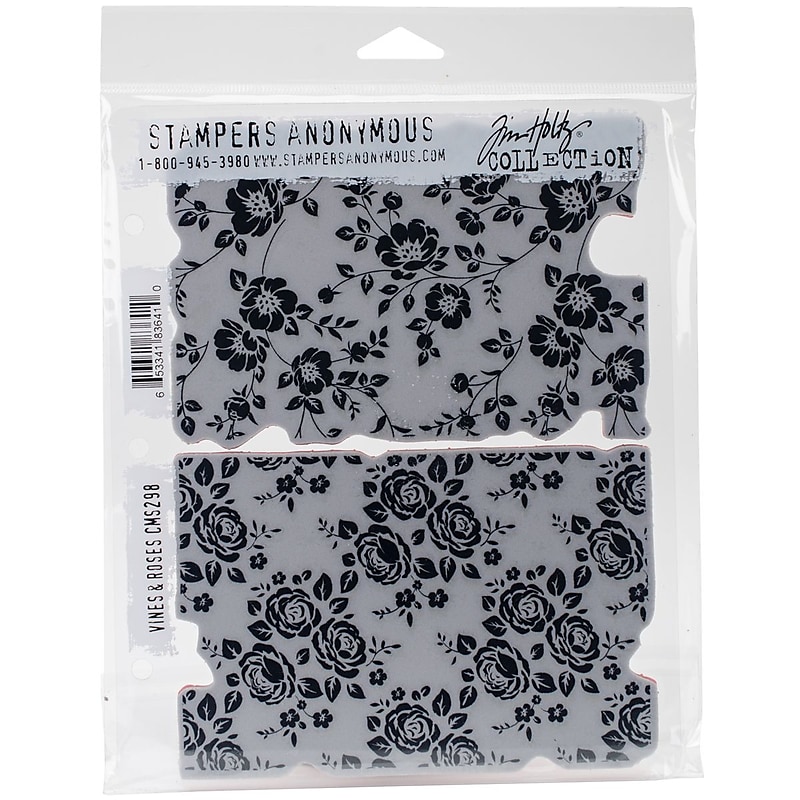 Tim Holtz Cling Stamps 7"X8.5"-Vines & Roses image 1