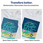 Avery Heat Transfer Paper for Light Fabrics, 8.5" x 11", Inkjet, 12 Transfers/Pack (3275)