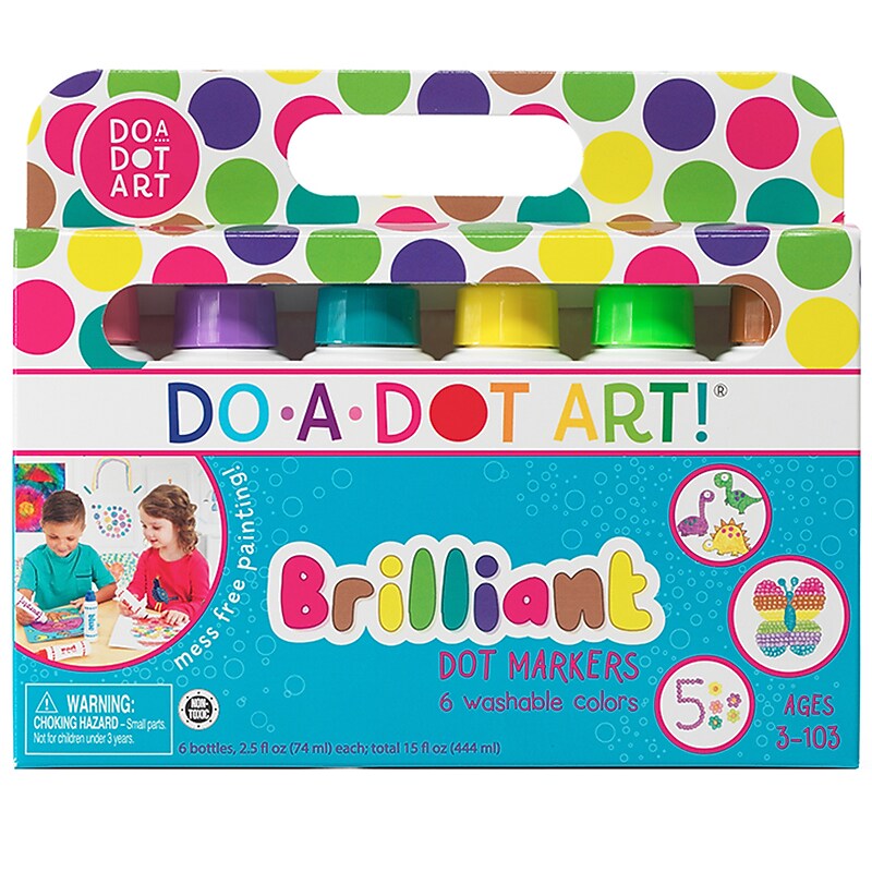 Do-A-Dot Art Washable Art Marker, Sponge Tip Applicator, Brilliant Colors, Pack of 6 (DAD103) image 1