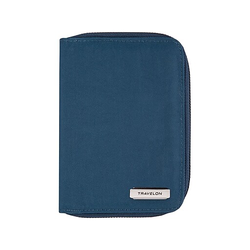 Travelon Polyester RFID Blocking Passport Wallet, Ocean (43401332) Staples