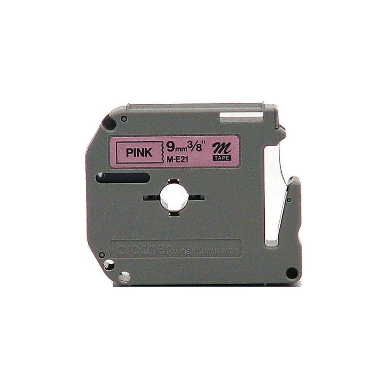 Brother M-E21 Label Maker Tape, 3/8"W, Black on Pink image 1