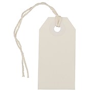 100 Blank White Merchandise Price Tags with Strings Size #7 Retail Strung Label 
