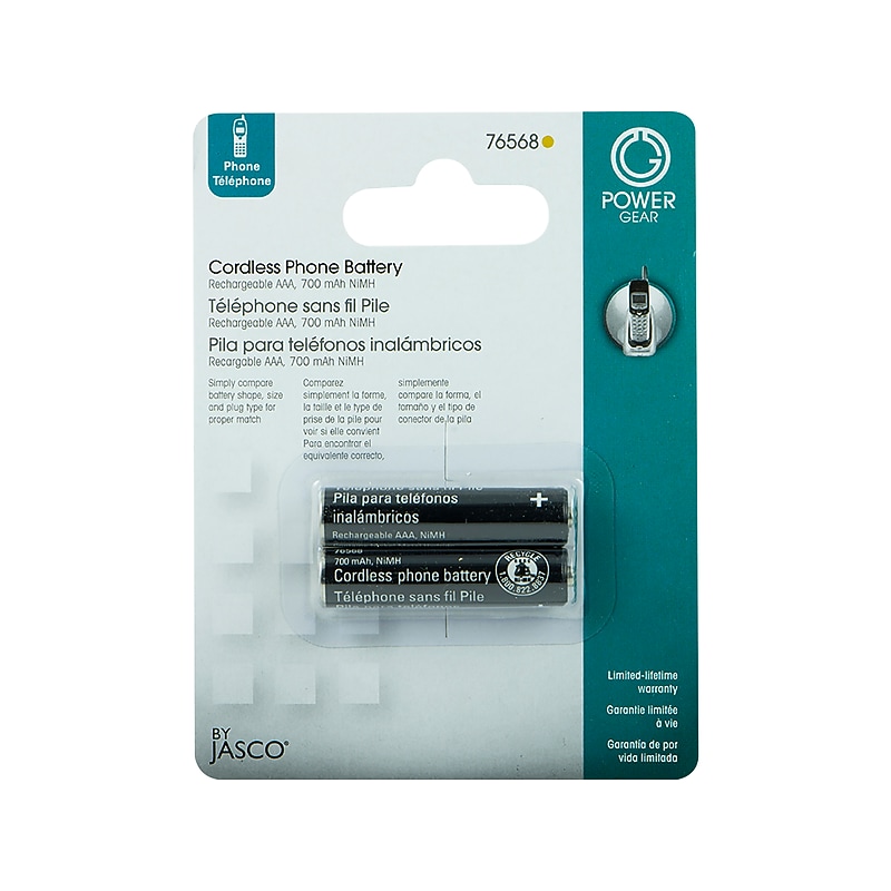 Jasco Power Gear NiMH Rechargeable Cordless Phone Battery for Multiple Brands, 2.4V, 550mAh (76568) image 1