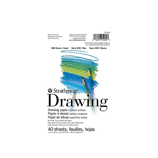 Strathmore 200 Series 5.5" x 8.5" Tape Bound Drawing Sketch Pad, 40