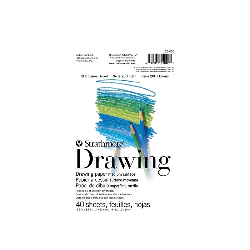 Strathmore 200 Series 5.5" x 8.5" Tape Bound Drawing Sketch Pad, 40 Sheets/Pad (25-005) image 1