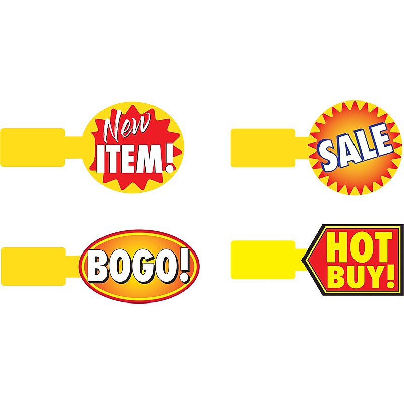 Cosco Sale/Promotional Indoor Shelf Wobblers, 6" x 3", Assorted Colors, 36/Pack (098424) image 1