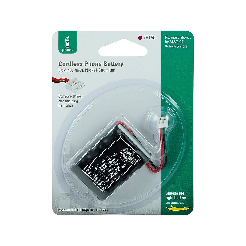 Jasco Power Gear NiMH Rechargeable Cordless Phone Battery for Multiple Brands, 2.4V, 550mAh (76155) image 1