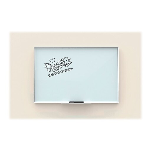 U Brands Glass DryErase Whiteboard, Aluminum Frame, 3' x 3' (2825U00