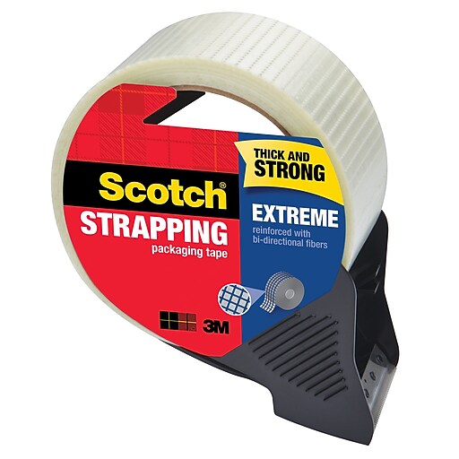 Scotch Extreme Shipping Strapping Tape with Dispenser, 1.96" x 21.8 yds, Clear, 1/Pack Staples