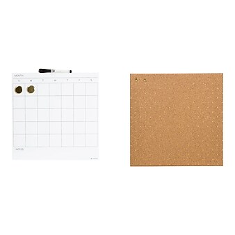 U Brands Cork & Steel Combo Dry-Erase & Bulletin Board, Frameless, 1.17' x 1.17' (3889U00-01)