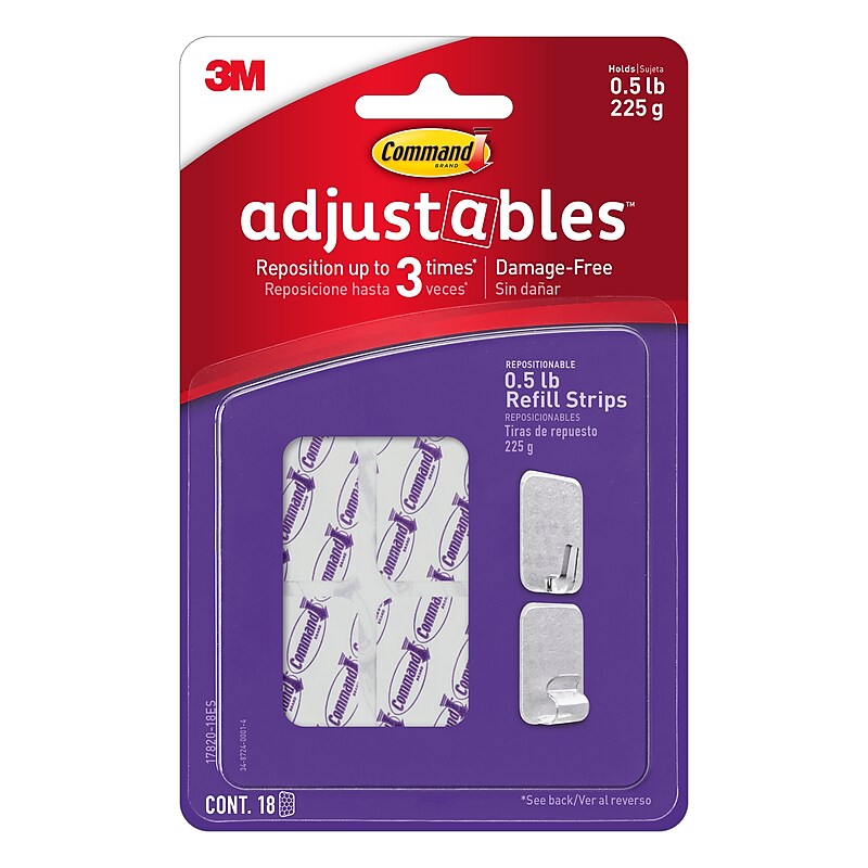 Command Mini Refill Strips, 0.5 lb., Clear, 18/Pack (17820-18ES) image 1